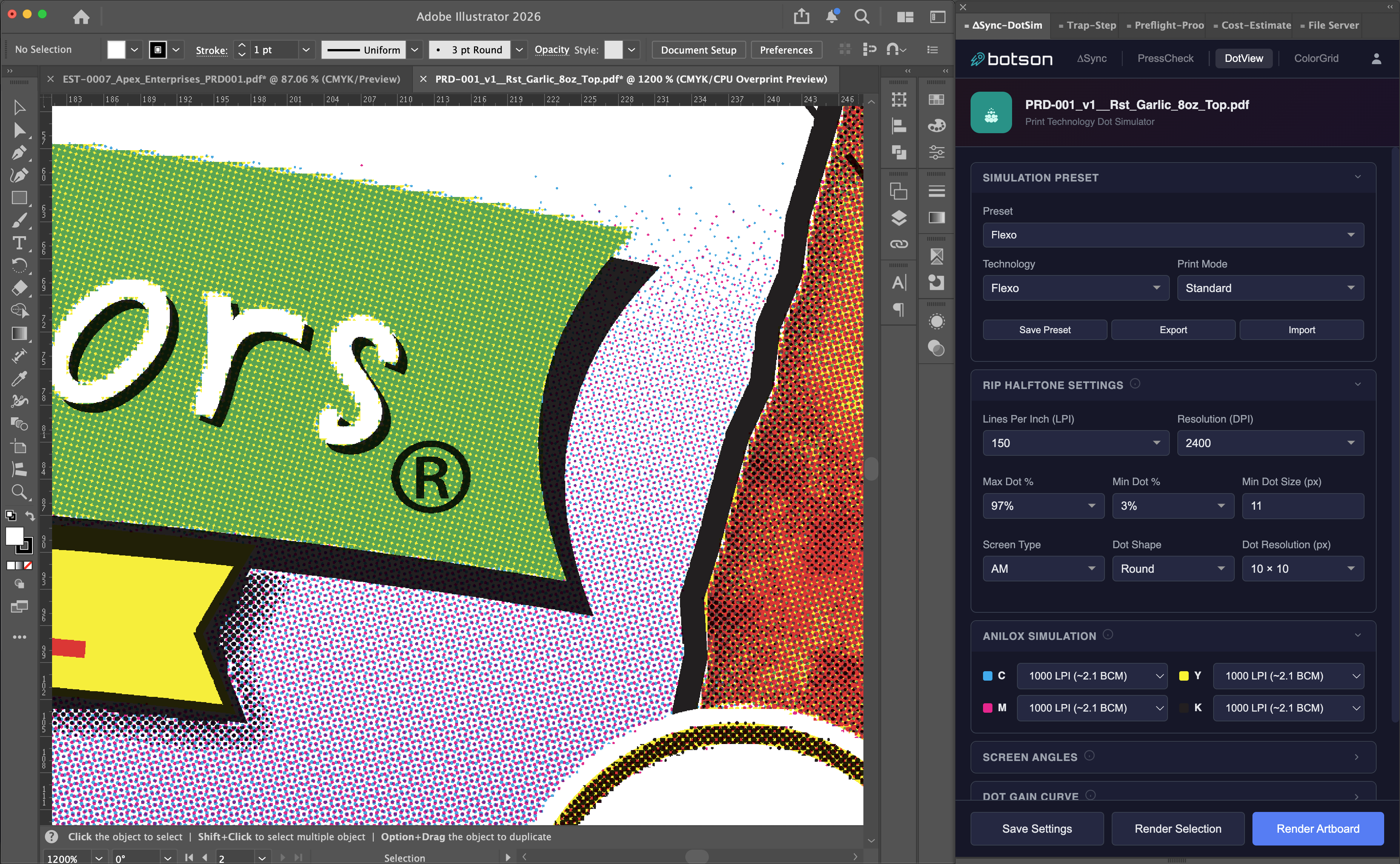 DotView dot pattern simulation