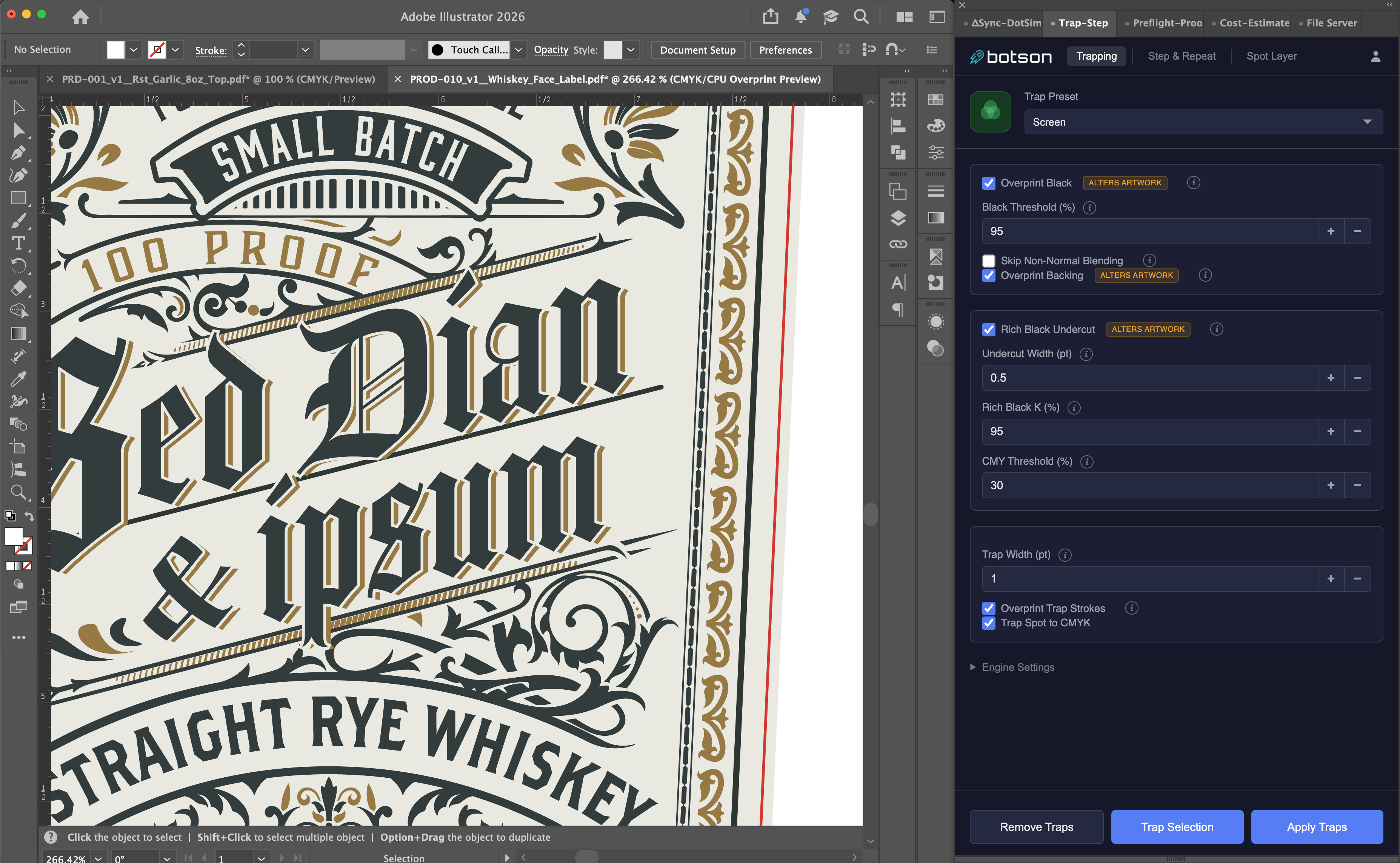 Trap settings and preview