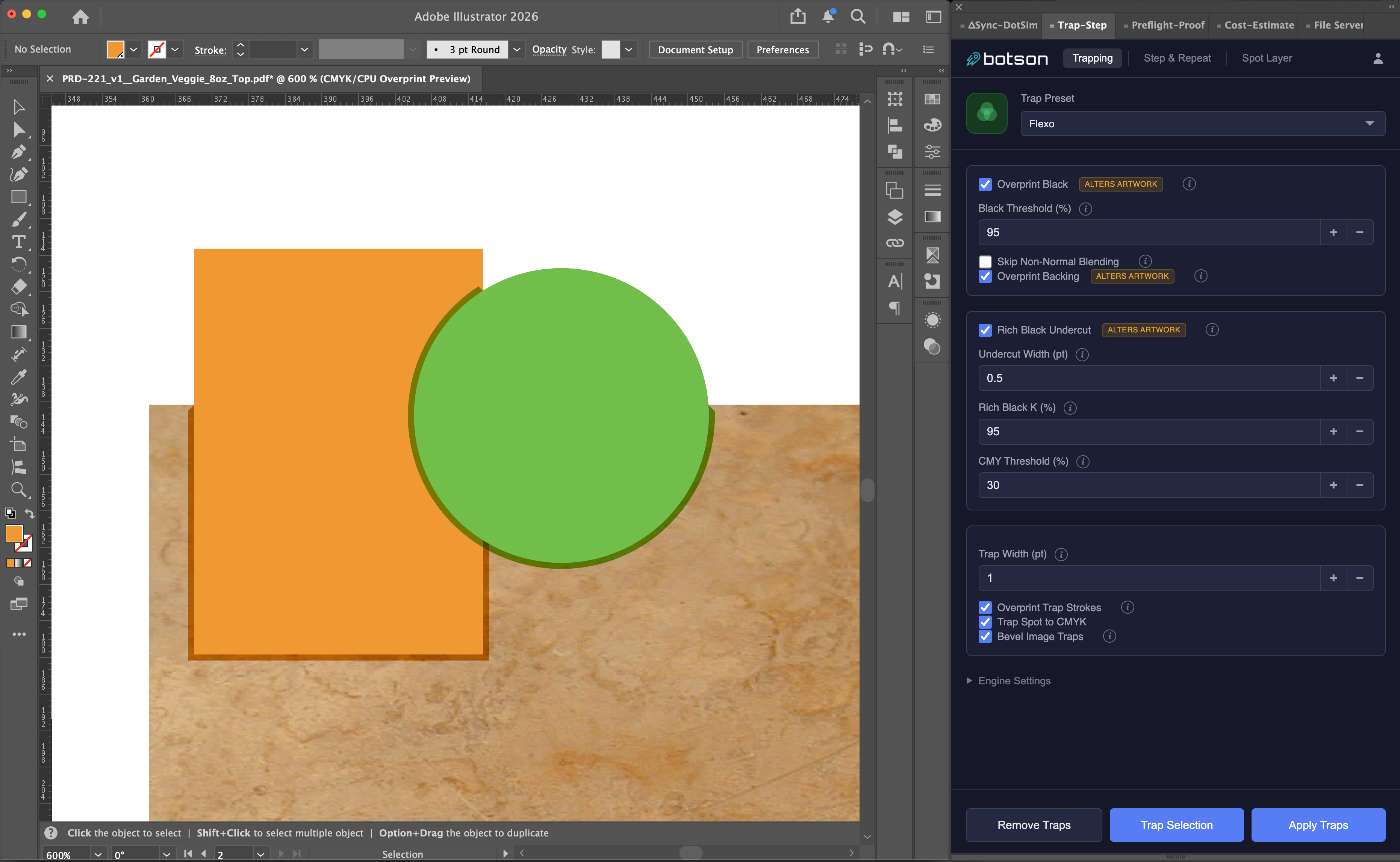 Botson Trap plugin in Adobe Illustrator